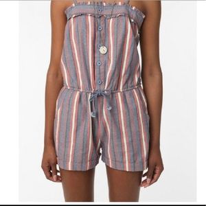 UO Cooperative Striped Shorts Romper Medium